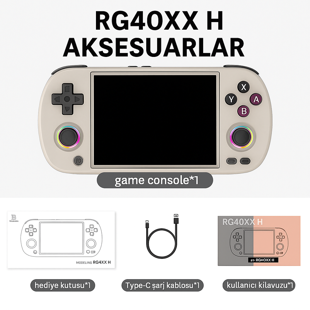 RetroTernal© Anbernic RG 40 XX H Taşınabilir Mini Oyun Konsolu